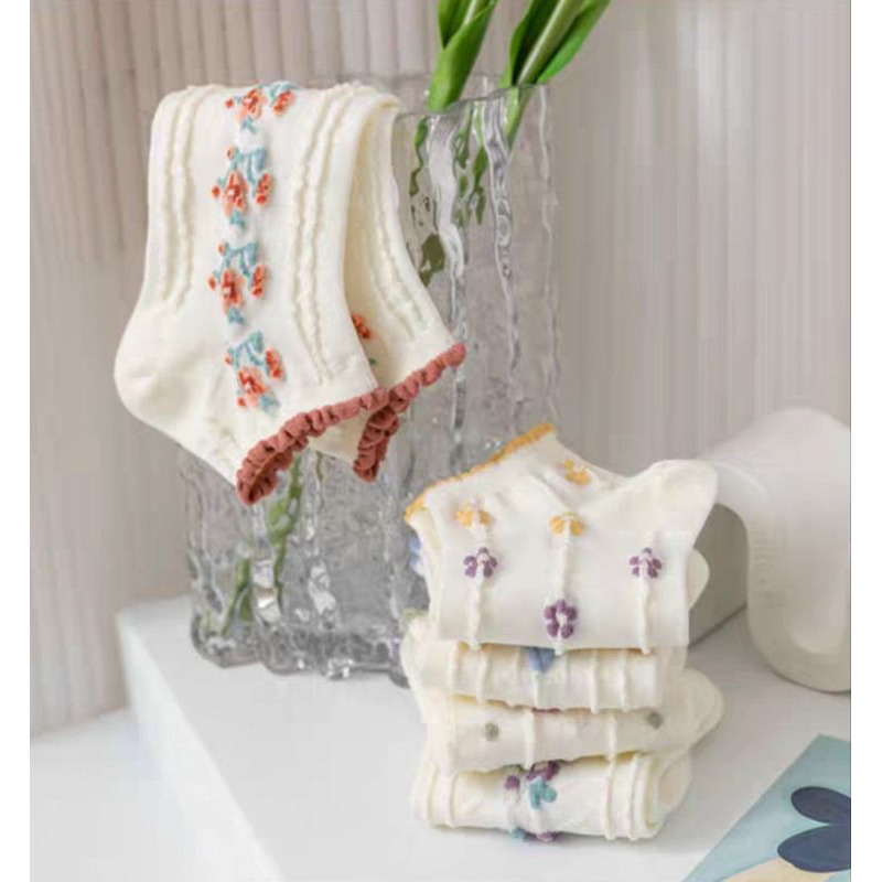 Set 5 đôi tất vớ phối màu hoa cỏ kiểu dáng trẻ trung cực xinh hàng đẹp giá rẽ mẫu mới hot hit