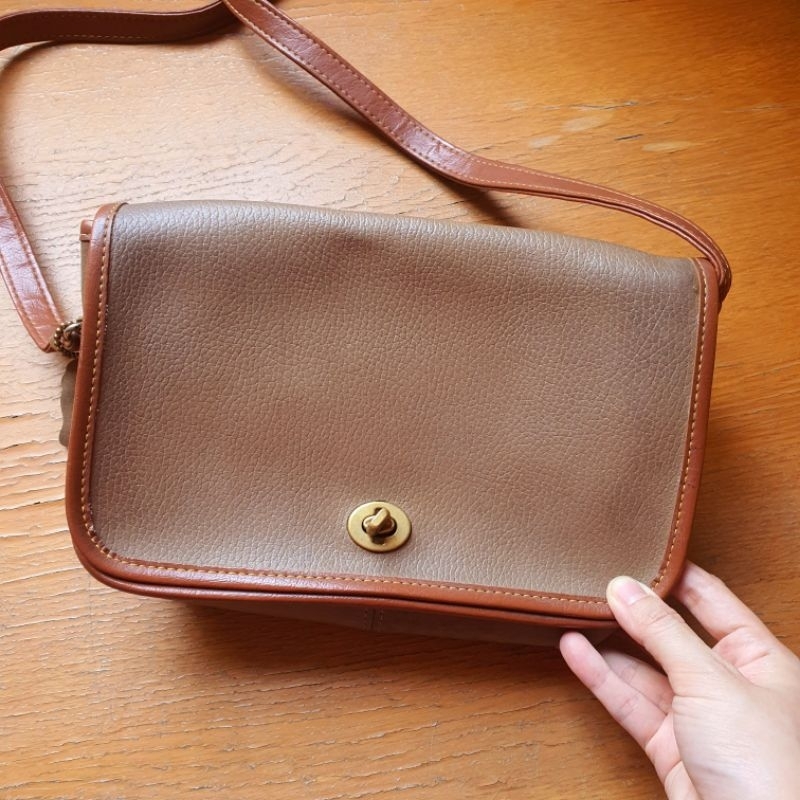 Túi đeo chéo da thật vintage mộc nguyên miếng - em và nắng