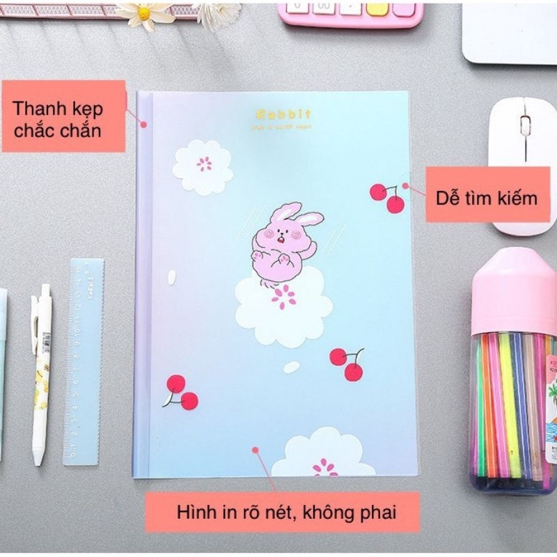 Kẹp Tài Liệu A4 Bìa File Nút Rút Gáy Hình Hoạt Hình Ngẫu Nhiên