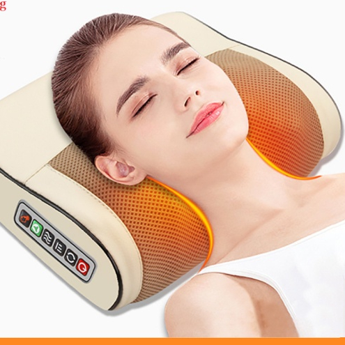 Gối Massage cổ vai gáy- Máy massage,  Gối massage hồng ngoại 16 bi cao cấp