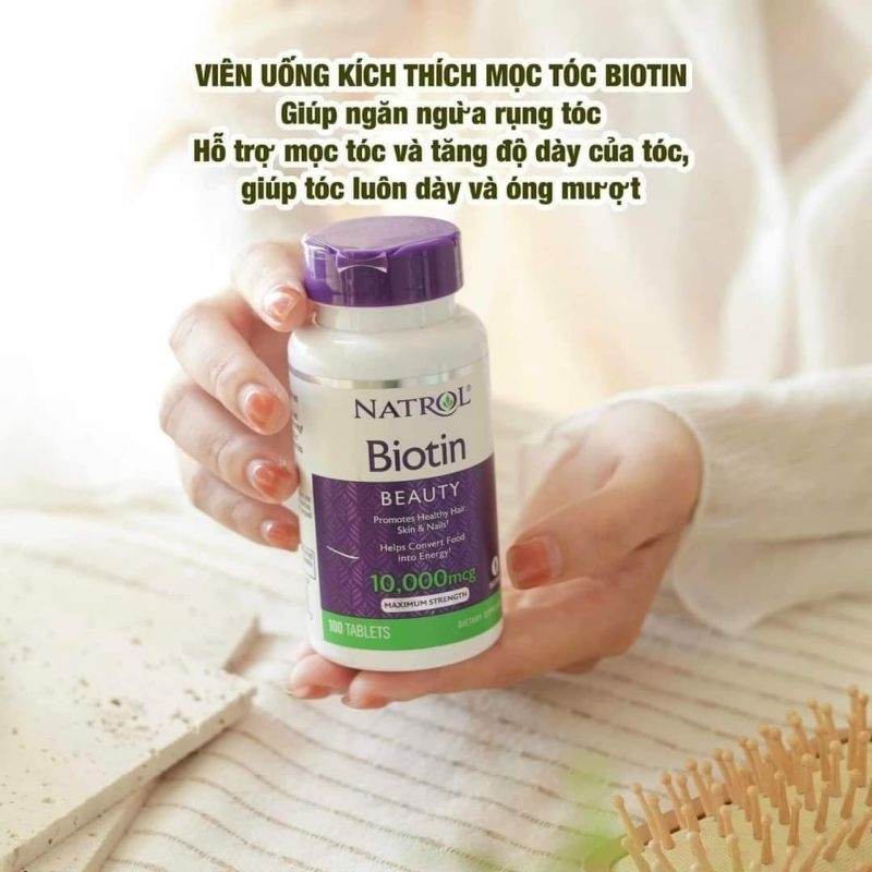 Viên Uống Mọc Tóc Natrol Biotin Beauty 10000mcg 100 viên của Mỹ