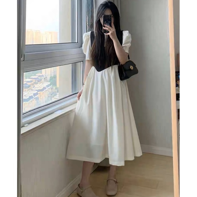: Váy Thô Phối Yếm Ngực Liền Dáng DÀi [LOLLA_YE_FASHION]