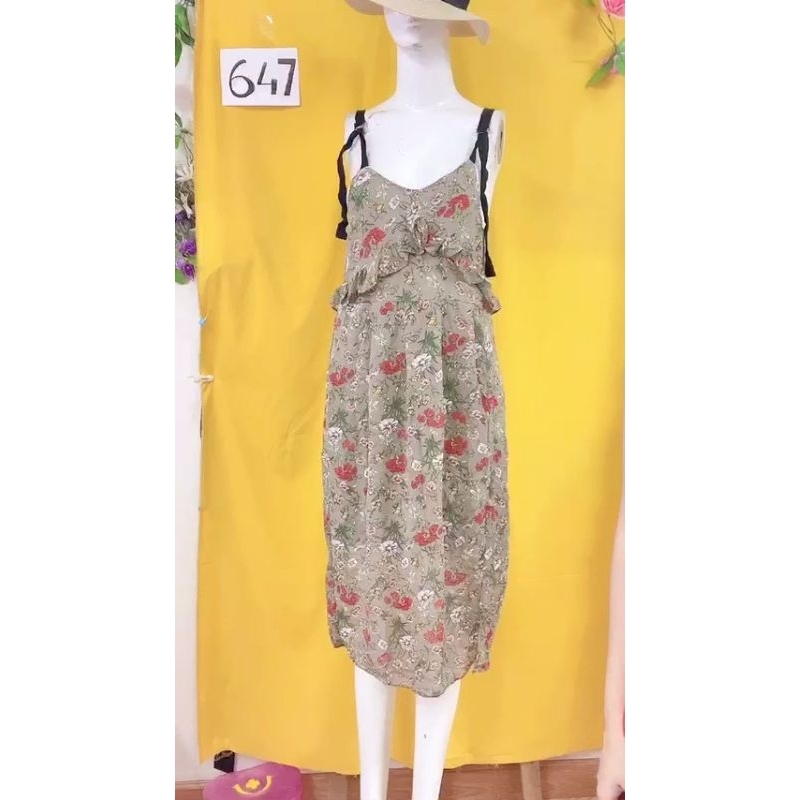 Đầm voan hoa 2 dây. S647