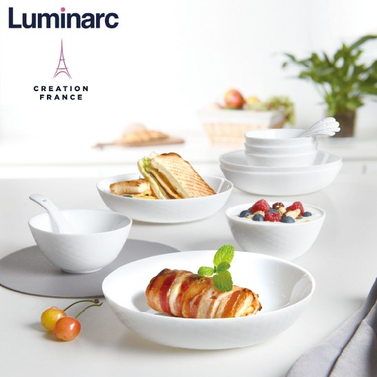 Bộ đĩa  thủy tinh sâu lòng Luminarc Diwali 6 chi tiết 20cm - N3605*6, dùng lò vi sóng, máy rửa bát