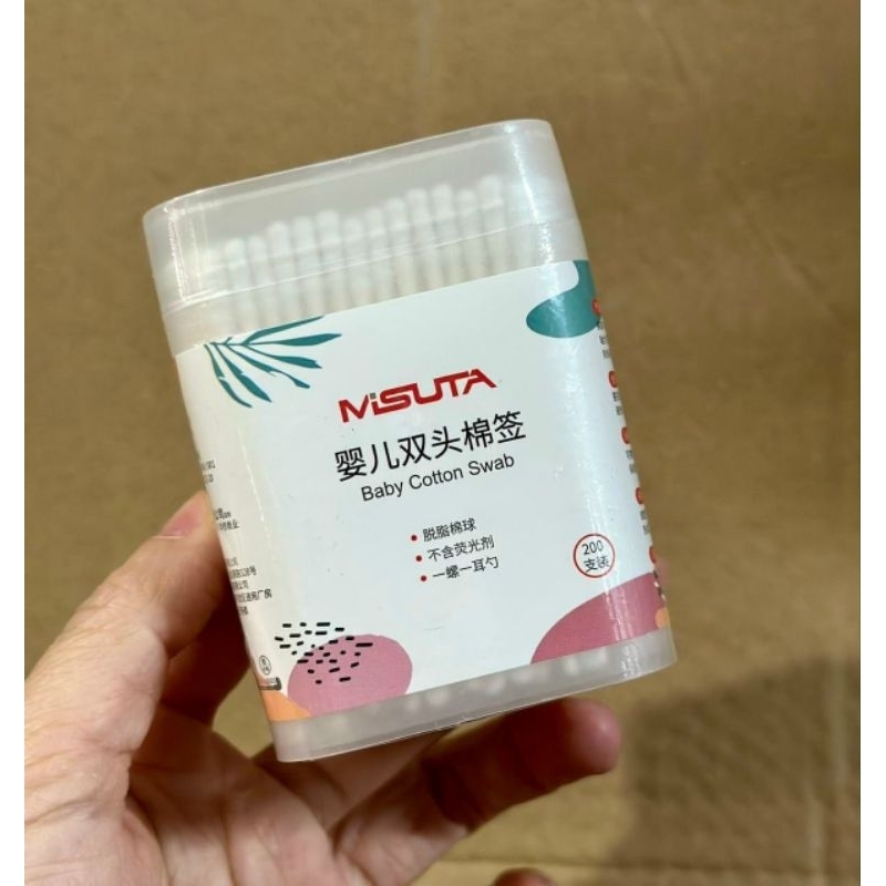 Hũ 200 que bông tăm thân giấy cao cấp cho bé sơ sinh