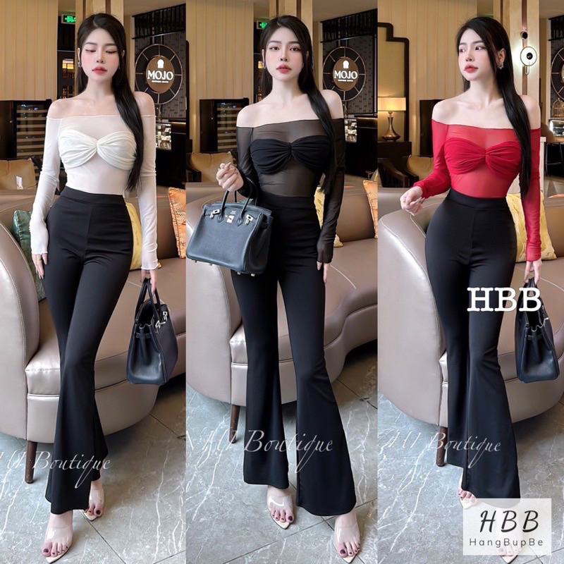 Áo Thun lưới Tay Dài trễ vai đi chơi siêu