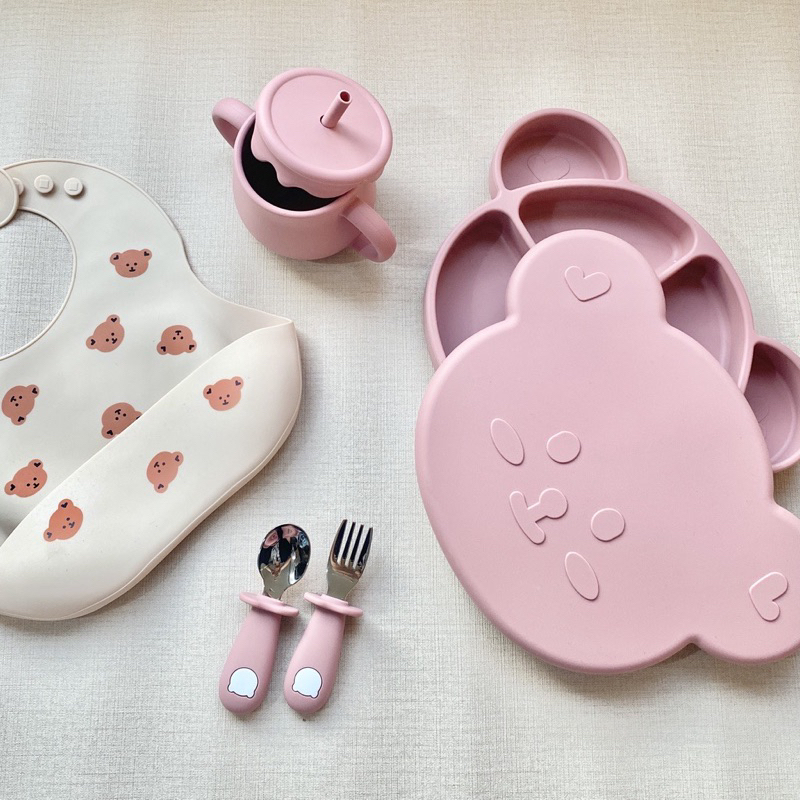 Khay Ăn Dặm Silicon Barrot Gấu Cho Bé