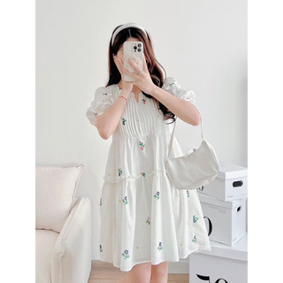 Đầm babydoll hoa ly (ảnh thật/ có sẵn)