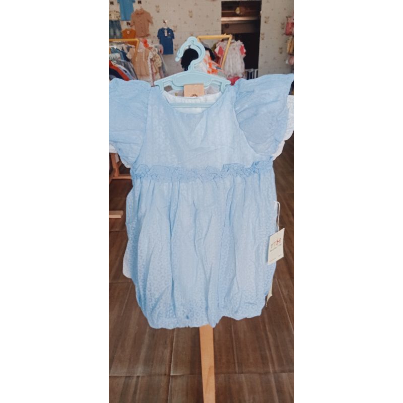 Đầm bí bèo eo size 3M-18M trắng xanh cao cấp