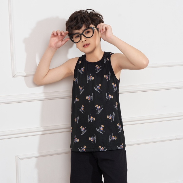 Bộ mặc nhà JOOKYLI bé trai gấu đen sát nách 95B0619