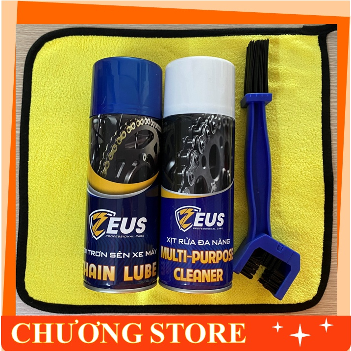 Bôi trơn sên & Xịt rửa sên Zeus tặng kèm cọ vệ sinh sên