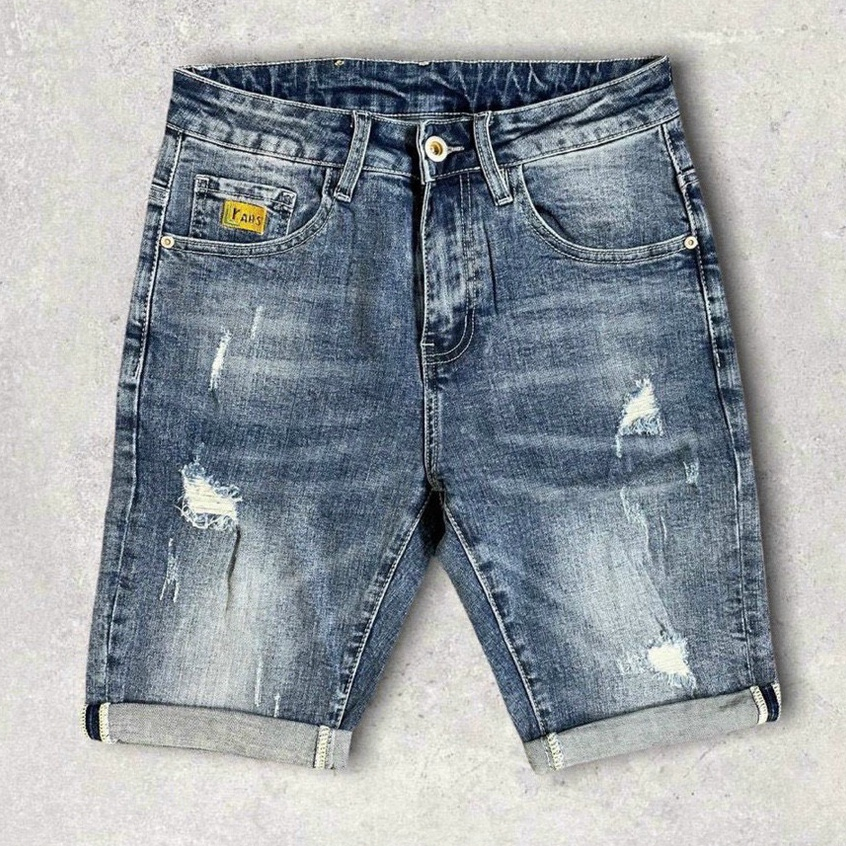 Quần short nam , quần sọc jeans nam cao cấp hơi co giãn đơn giản xanh nhạt rách chibeo7979 m28