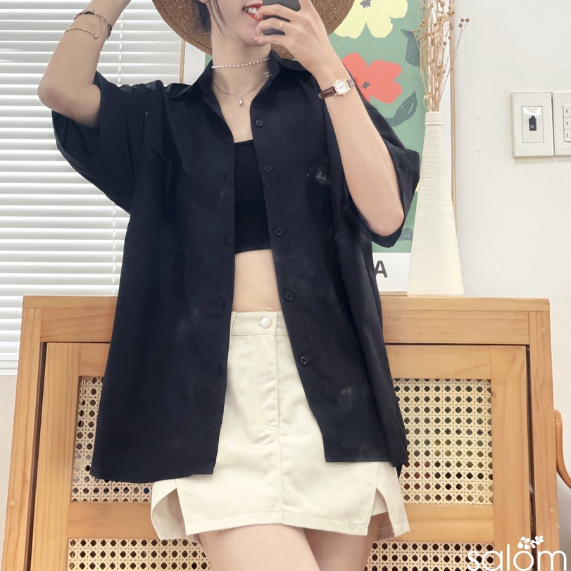 Sơmi ngắn tay form rộng Hàn Quốc nhiều màu SALOM Shp020