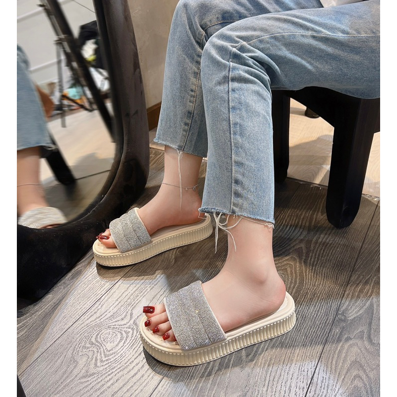 Dép 3 quai hạt đá nhựa mềm cao cấp qc 3 cm