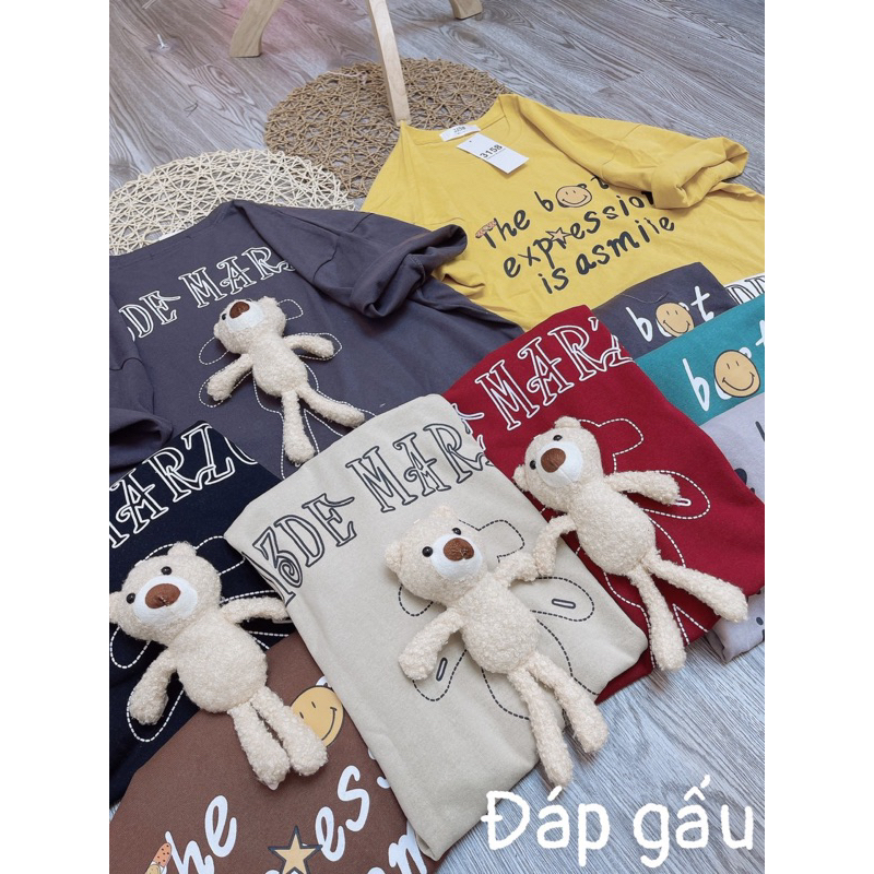 ☀️Áo Phông Thun Cotton Khô 3158 -In Hình Đính Gấu Bông Siêu Đẹp 2023