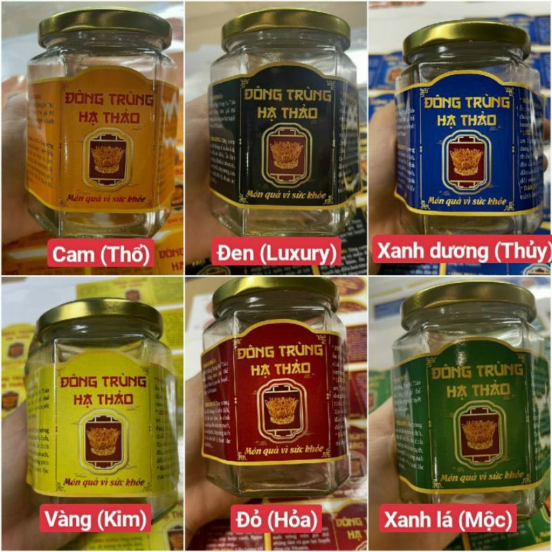 COMBO 10 TEM GIẤY DÁN HỘP/ HỦ ĐÔNG TRÙNG HẠ THẢO 12×6cm (decal giấy)