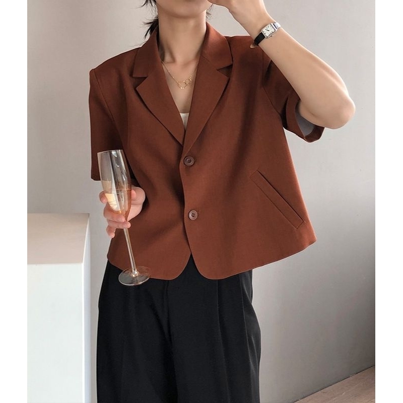 Áo khoát blazer dáng ngắn cao cấp có mút độn và lớp lót trong Tophie Cropped Blazer