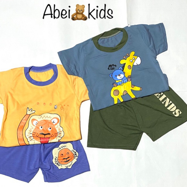 Bộ cộc tay Hươu cao cổ cho bé Trai, Abei🧸kids cho bé , chất vải thun cotton thoáng mát , mềm mịn