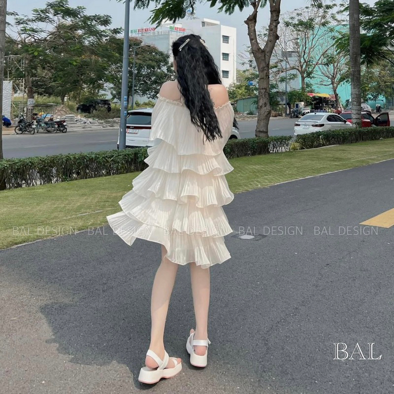 Váy Tơ Tầng Rớt Vai Bèo Tiểu Thư 🦋FREESHIP🦋