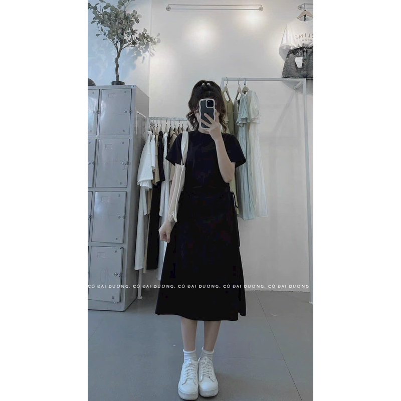 Váy Tăm Gân Rút Eo Sườn Xinh Mã MK00829