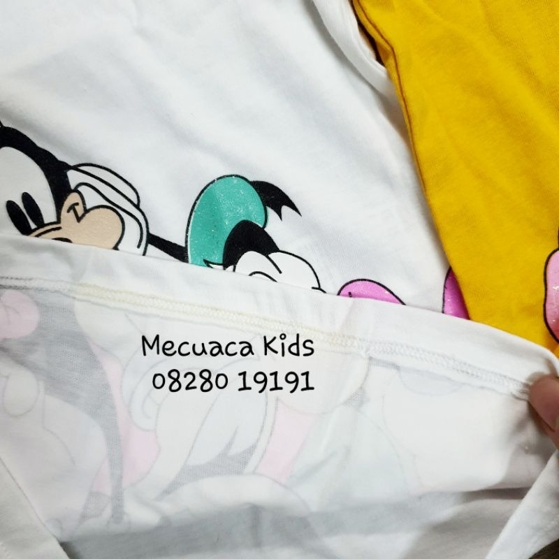 Áo phông cộc tay cotton mềm mịn in hoạt hình, công chúa, mickey cho bé gái