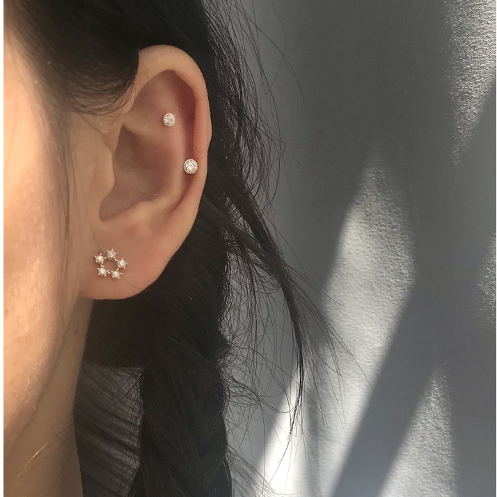 Khuyên tai Bezel Vàng14K - Enuf Jewelry