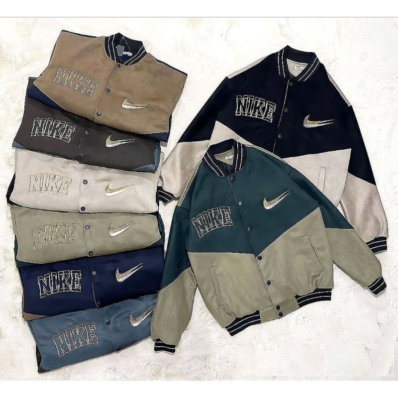 áo khoác bomber bóng chày NIKE da lộn nam nữ giá rẻ