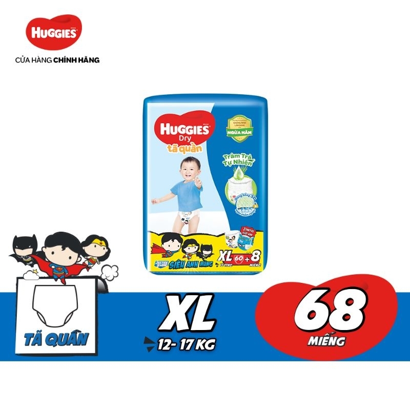 Tã quần Huggies M74 L68 XL62 XXL56 tặng bên trong 8 miếng