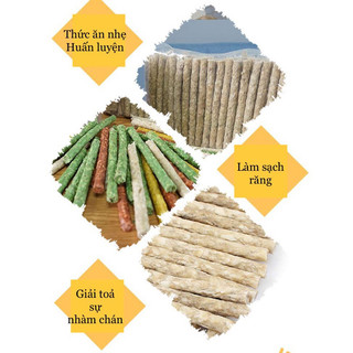 Combo 50 Thanh Gặm Sắc Màu Cho Thú Cưng 12cm, Thanh Gặm Giúp Sạch Cao Vôi, Thơm Miệng Cherie Petshop