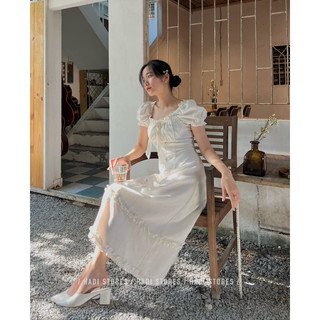 Đầm linen bèo cổ vintage - Yên Hoa