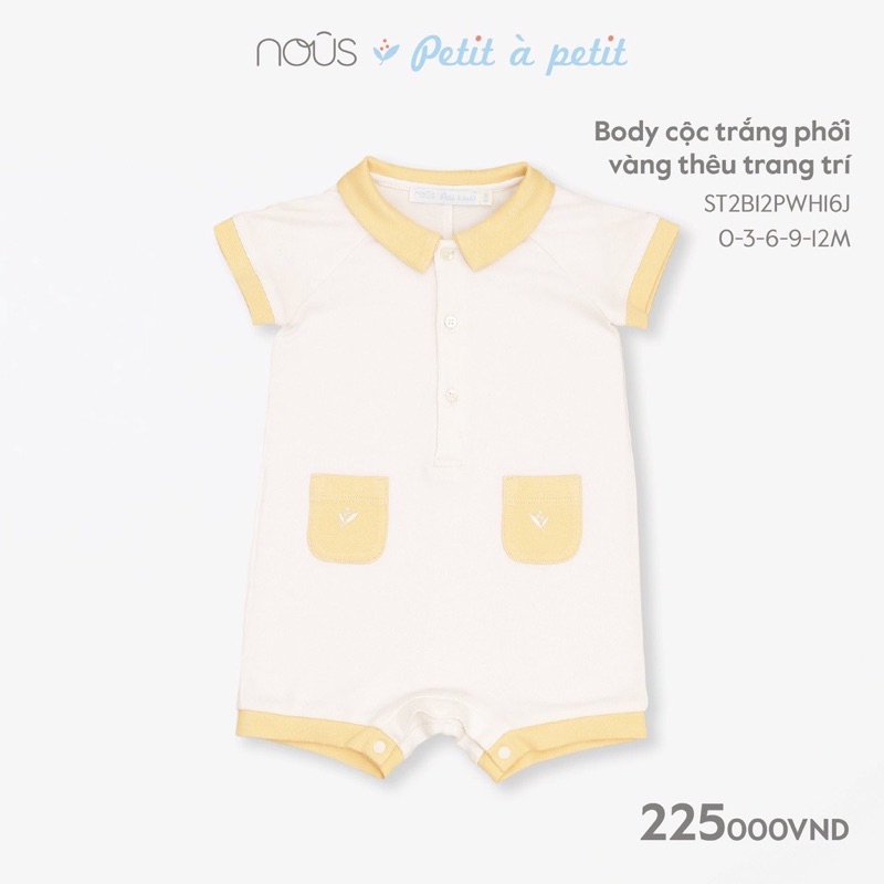NOUS Body cộc trắng hình gấu thương hiệu NOUS cho bé
