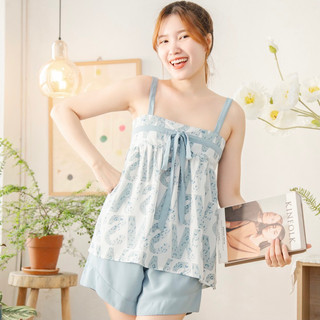 Bộ mặc nhà nữ hai dây Solla Home chất lụa cao cấp