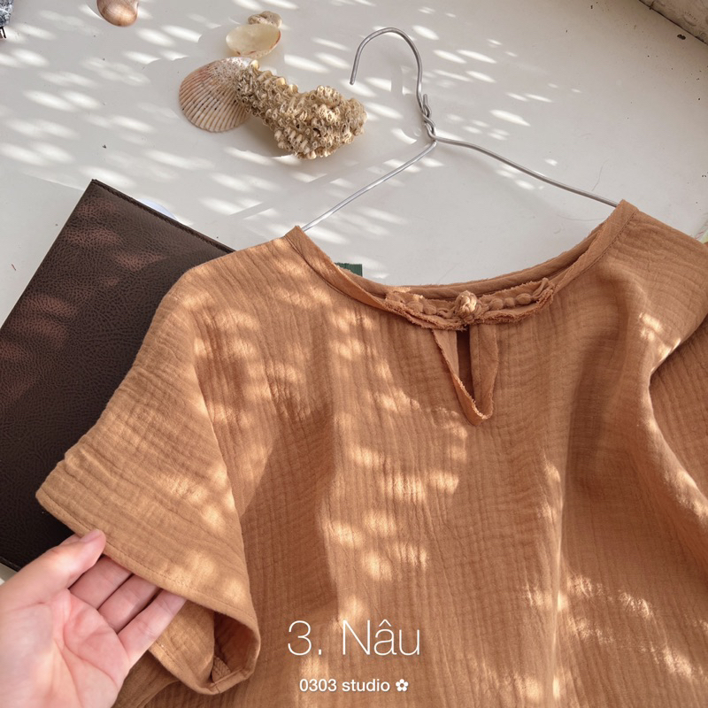 | 0303 studio | Áo cổ tròn muslin babydoll - dòng Bông Mây