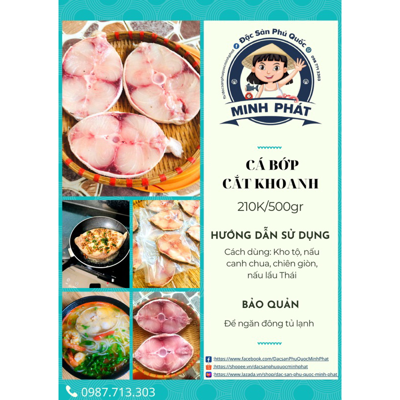 (Nowship TP.HCM)Cá bớp biển thiên nhiên Phú Quốc 500g- Đặc sản Phú Quốc Minh Phát