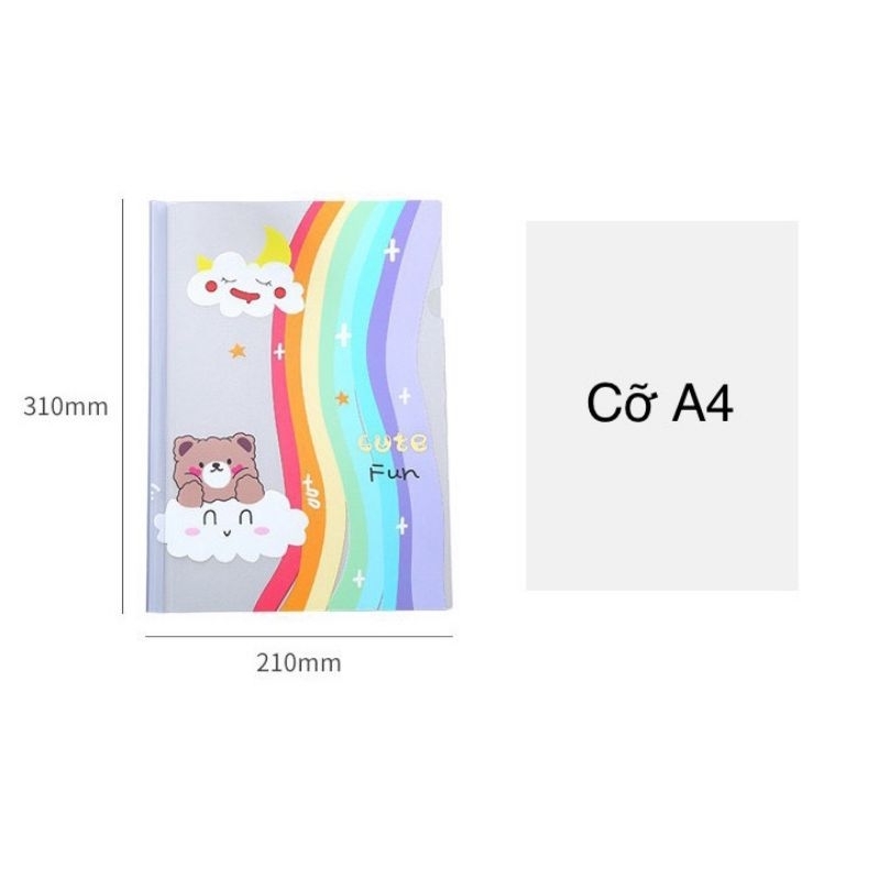 Kẹp Tài Liệu A4 Bìa File Nút Rút Gáy Hình Hoạt Hình Ngẫu Nhiên