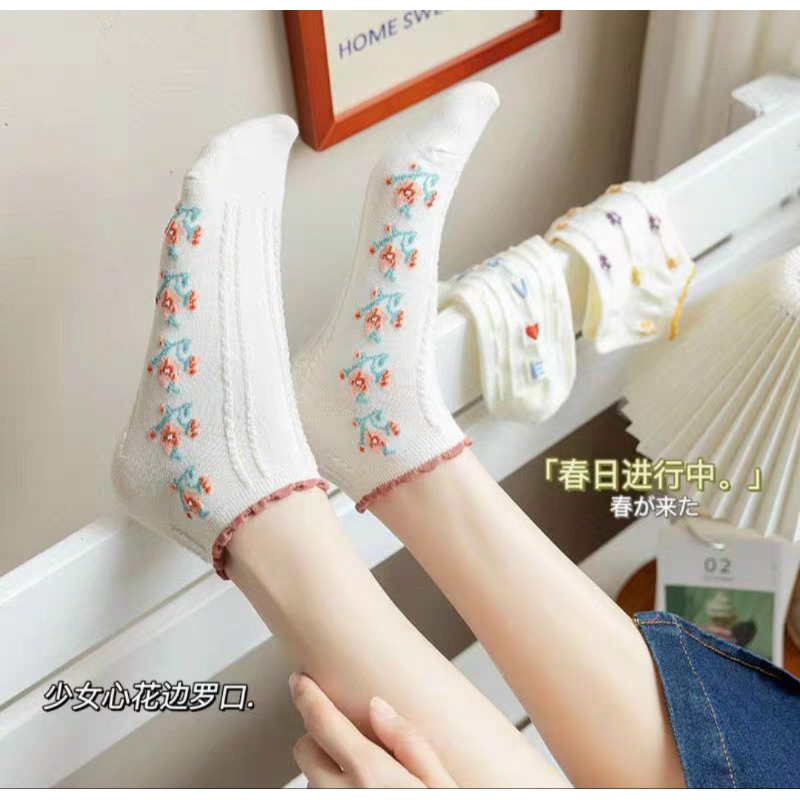 Set 5 đôi tất vớ phối màu hoa cỏ kiểu dáng trẻ trung cực xinh hàng đẹp giá rẽ mẫu mới hot hit
