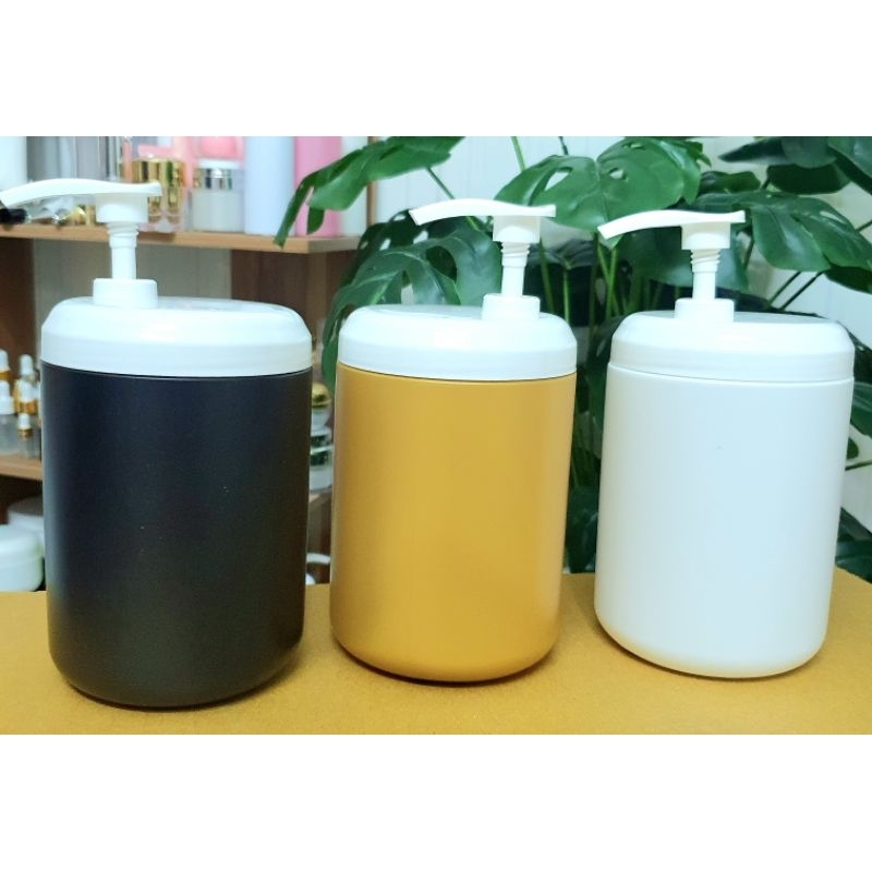 Hủ có vòi đựng kem KHÔNG DƠ TAY màu vàng đồng, đen, trắng 1kg A15 đựng mỹ phẩm, hủ trộn kem, dùng tiện lợi
