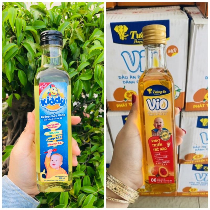 Combo 2 chai Dầu Cá Hồi và Dầu Gấc Kiddy Tường An 250ml Date mới