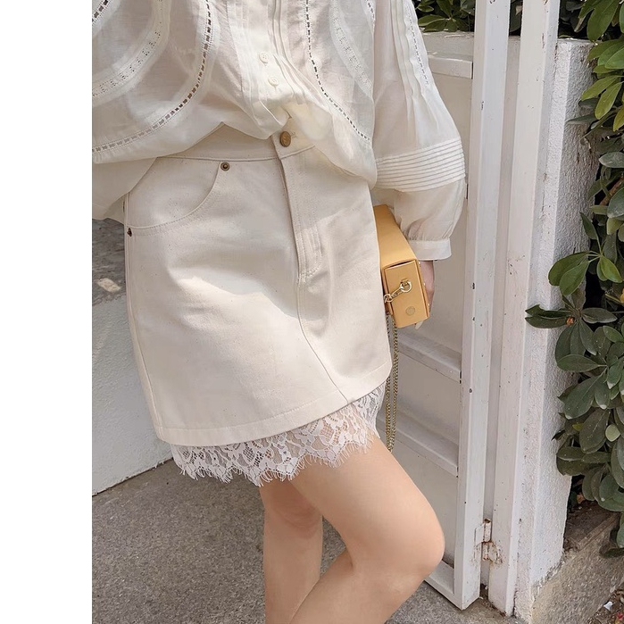 Chân váy A phối chân ren , The Peace