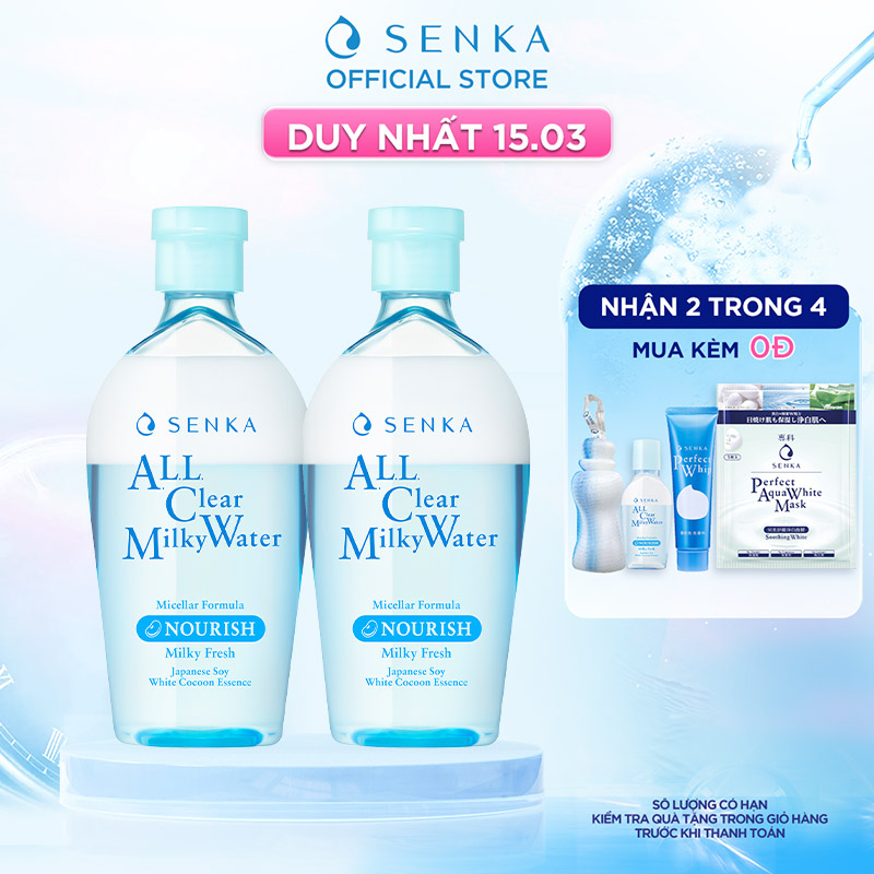   Bộ 02 nước Sữa Tẩy Trang 2 lớp Senka A.L.L. Clear Milky Water 230ml/chai