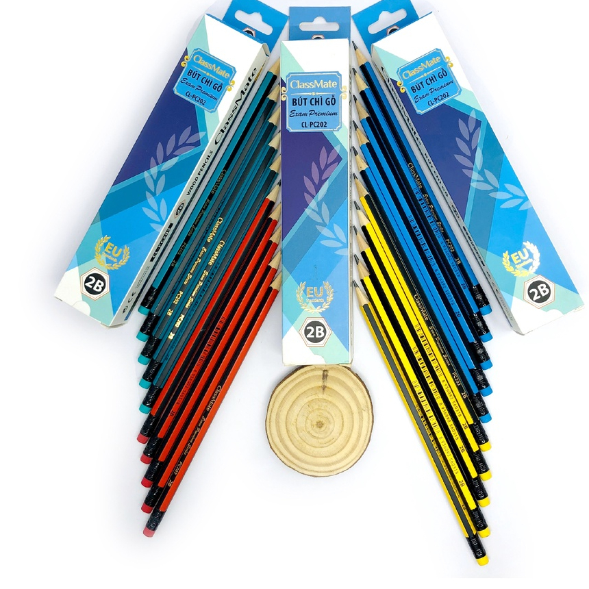 Hộp 20 Bút Chì Gỗ Có Tẩy 2B Classmate Nét Bút 0.5mm Dùng Để Vẽ Tranh, Luyện Chữ Cho Bé CL-PC202