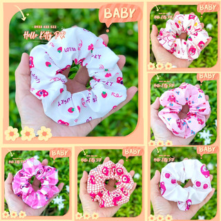 Dây cột tóc, buộc tóc vải scrunchies gấu dâu lotso