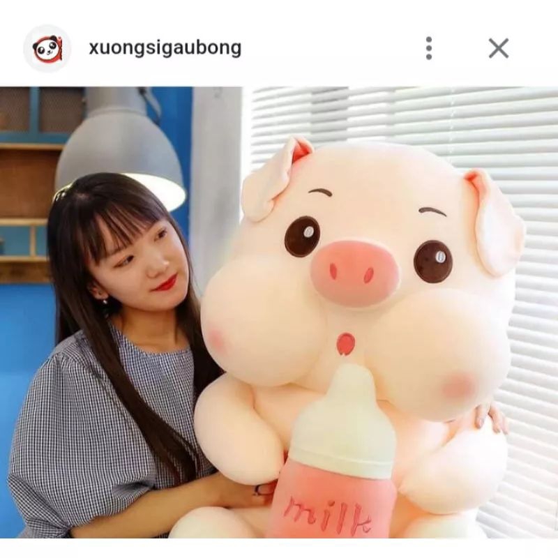 Gấu Bông Heo Ôm Bình Sữa- Gấu Bông Heo Uống Sữa Hot