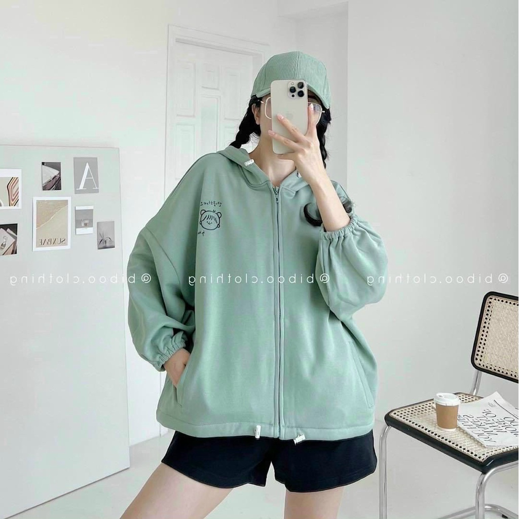 Áo Gấu nón khoác xanh than quần nude màu Xanh Than 8284 main image 0