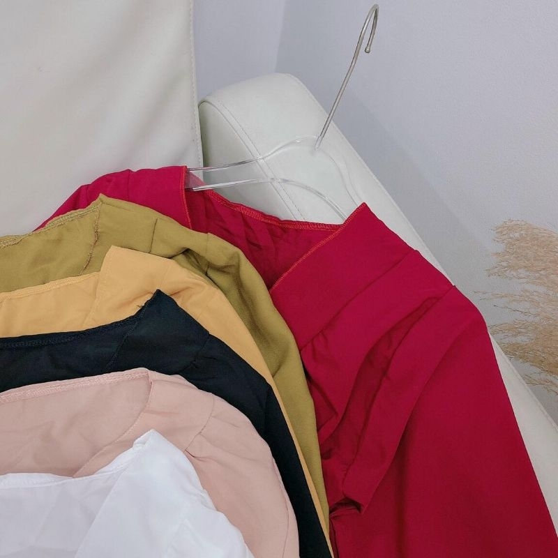 Áo Voan Kiểu Cổ Tim tay Dài Bo Eo Tay