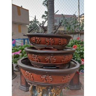 bộ 3 chậu ovan phúc lộc thọ