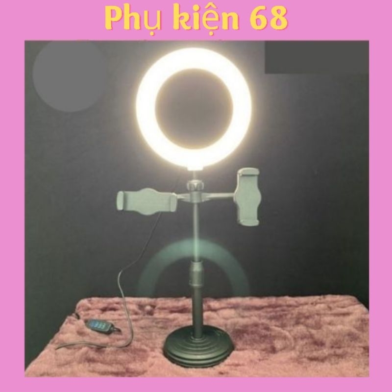 Đèn livestream để bàn - Đèn livestream 16cm 2 kẹp điện thoại có đèn hỗ trợ, quay tiktok, bán hàng, make up