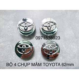 4 chụp mâm toyota 62mm bạc bóng cao cấp