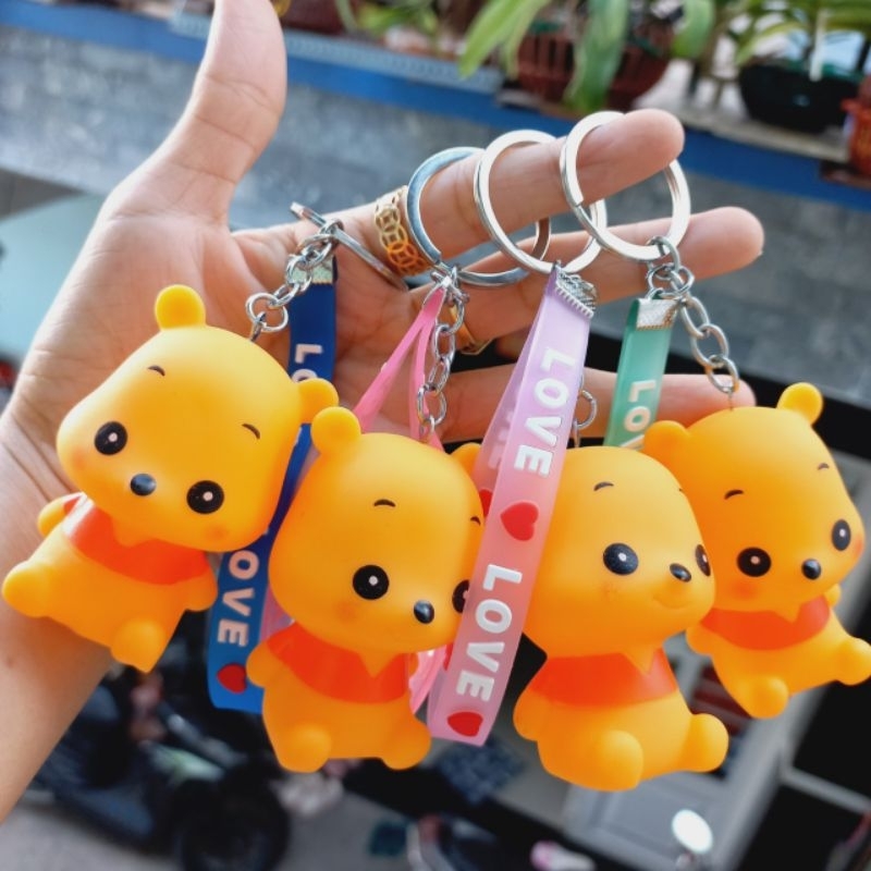 Móc khóa gấu nâu/gấu vàng/dorêmon có kèn