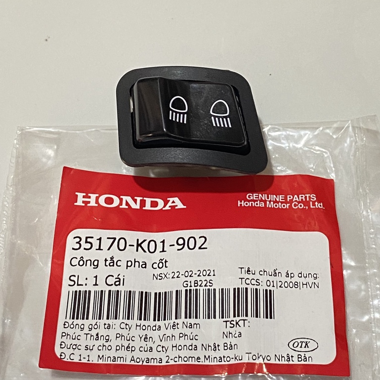 Công tắc pha cốt SH nút passing SH năm 2012-2013, VISION chính hãng HONDA. 35170K01902